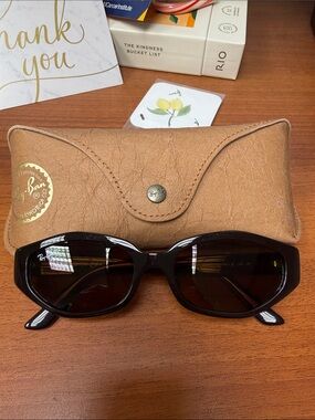 Ray-Ban Women’s Dark Brown Polarized Sunglasses with Brown Case